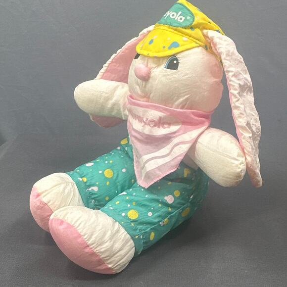 VTG Hallmark Crayola Bunny Plush 1993 Easter Rabbit Toy Pink Ears Hat Outfit 18" - Picture 4 of 16